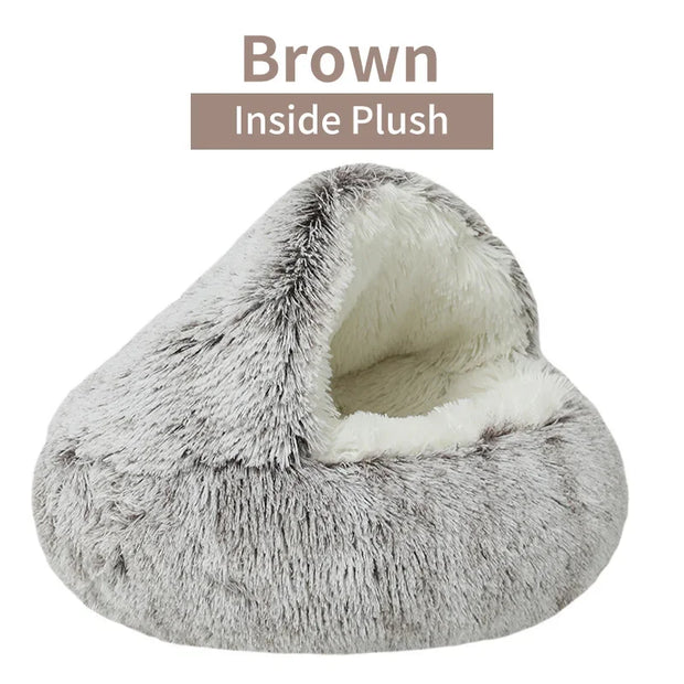 Winter Plush Pet Cat Bed Round Cat Cushion Cat House 2 In 1 Warm