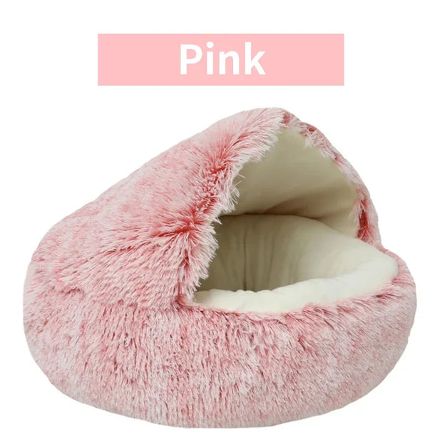 Winter Plush Pet Cat Bed Round Cat Cushion Cat House 2 In 1 Warm