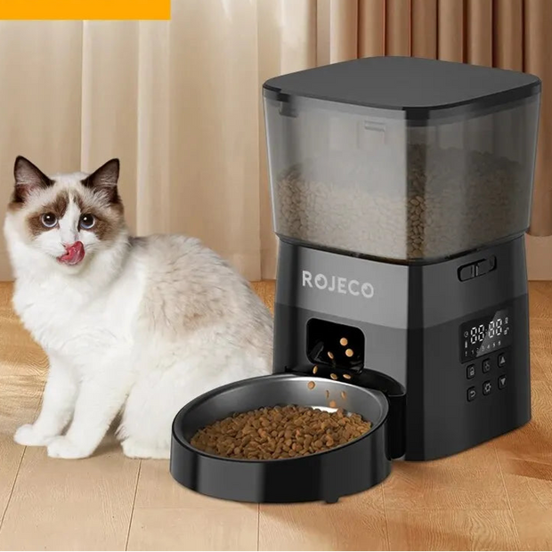 ROJECO Automatic Pet Feeder Button Version Auto Cat Food Dispenser