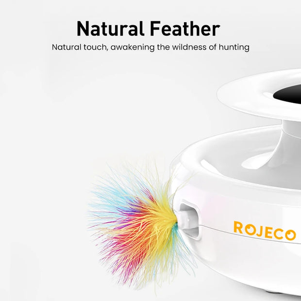 ROJECO 2 in 1 Smart Cat Toys Automatic Feather Fun Ball Toy Set For Cat