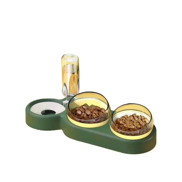 Cat Bowl Pet Feeder Anti-Tip Double Bowl Large Diameter Integrated