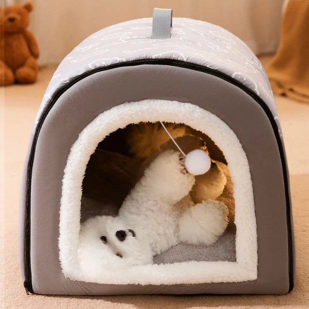 Warm Dog House Detachable Pet Sleeping Bed for Small Medium Dogs