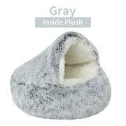 Winter Plush Pet Cat Bed Round Cat Cushion Cat House 2 In 1 Warm