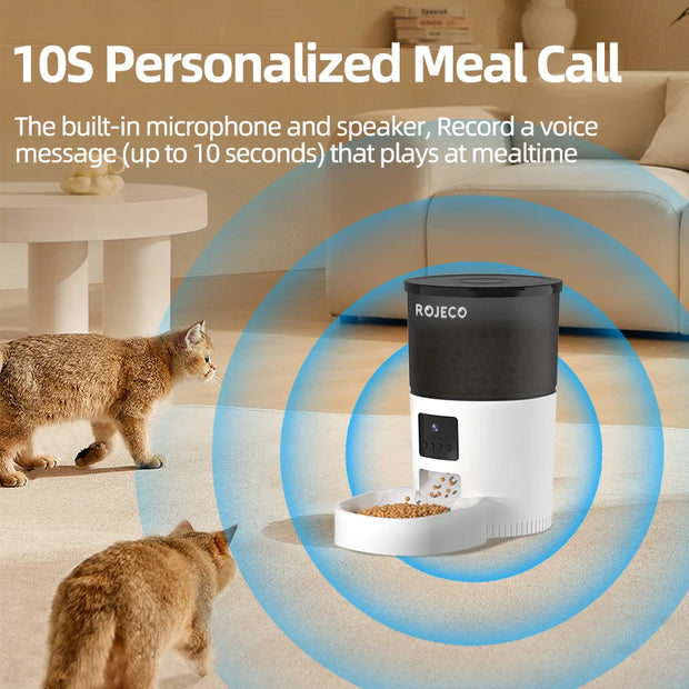 ROJECO Automatic Cat Feeder With Camera Video Cat Food Dispense