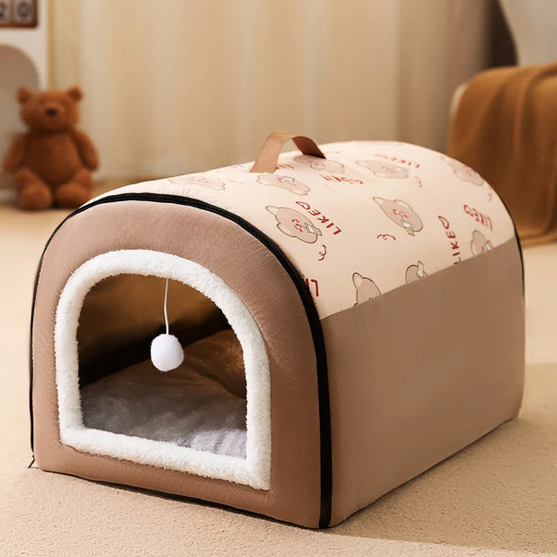 Warm Dog House Detachable Pet Sleeping Bed for Small Medium Dogs