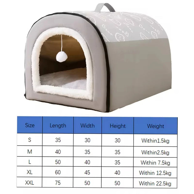 Warm Dog House Detachable Pet Sleeping Bed for Small Medium Dogs