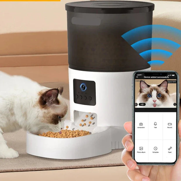 ROJECO Automatic Cat Feeder With Camera Video Cat Food Dispense