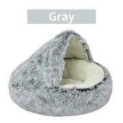 Winter Plush Pet Cat Bed Round Cat Cushion Cat House 2 In 1 Warm