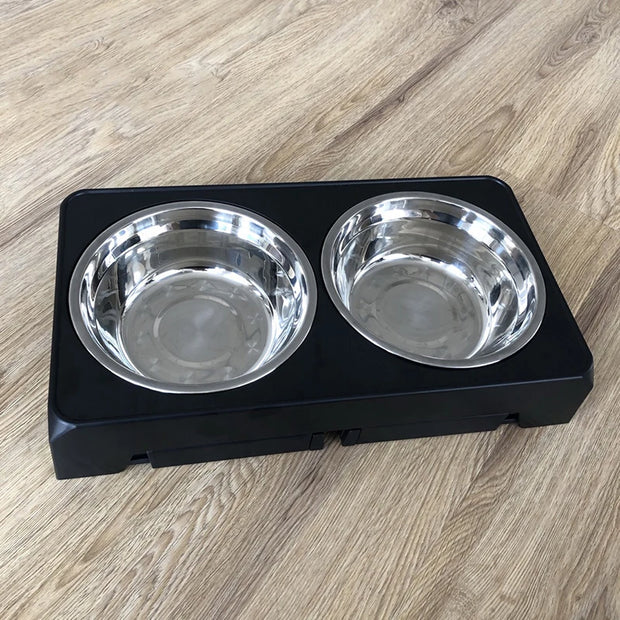 BOOTEELY Elevated Dog Feeder Bowls Adjustable Raised Stand