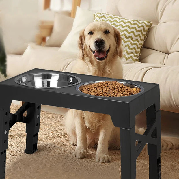 BOOTEELY Elevated Dog Feeder Bowls Adjustable Raised Stand