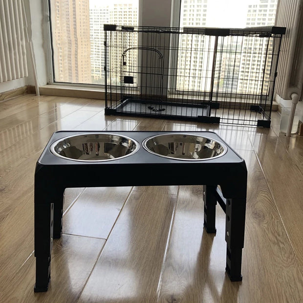 BOOTEELY Elevated Dog Feeder Bowls Adjustable Raised Stand