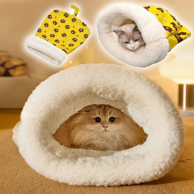 Cat Sleeping Bag Soft Cuddly Fluffy Feel Thickened Pet Pocket Type Quilt